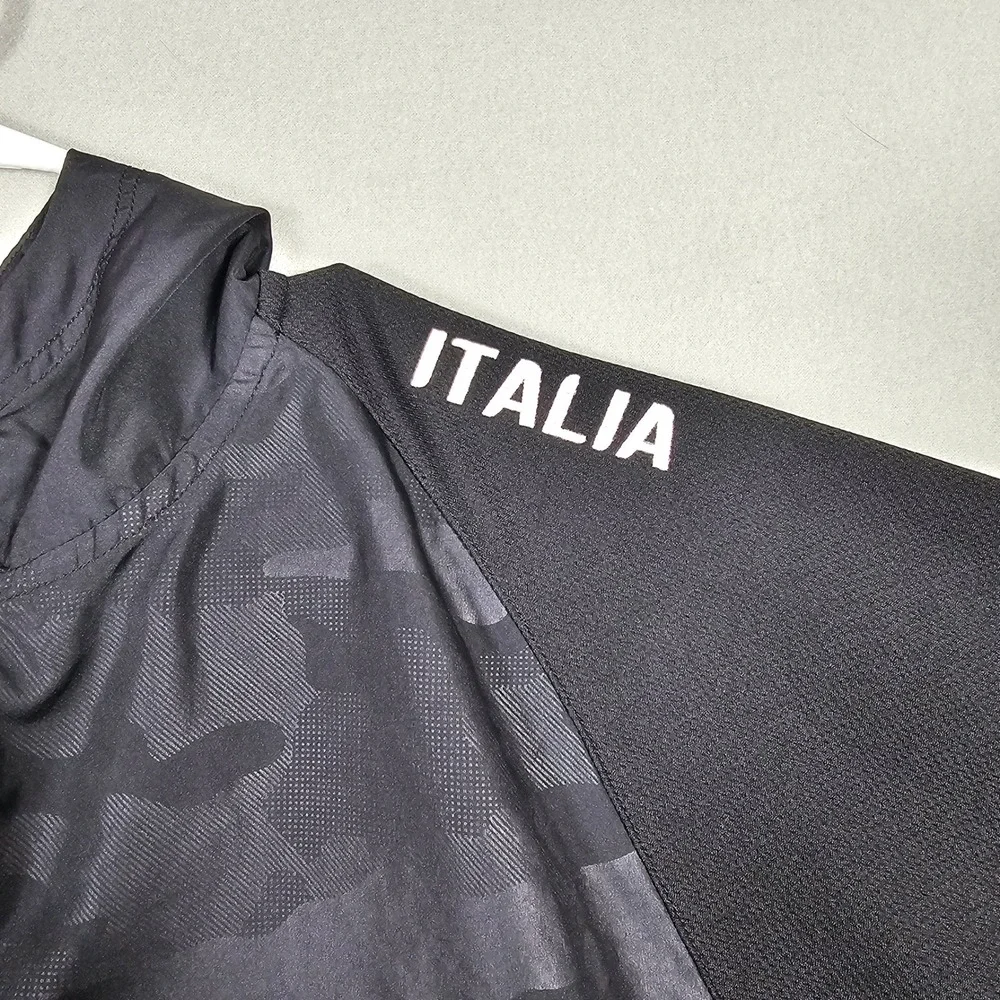 Lotto Italian Sport Design Men Black Camo Quarter Zip Hooded Windbreaker Size LL - Picture 4 of 13